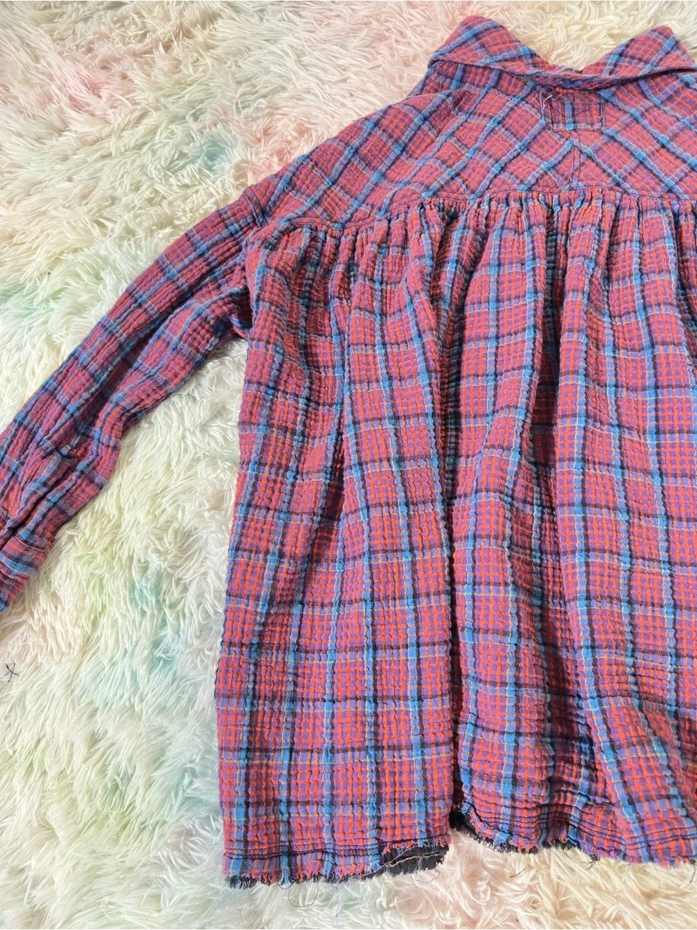 Free People We The Free Cardiff Plaid Button Down Shirt Size Medium